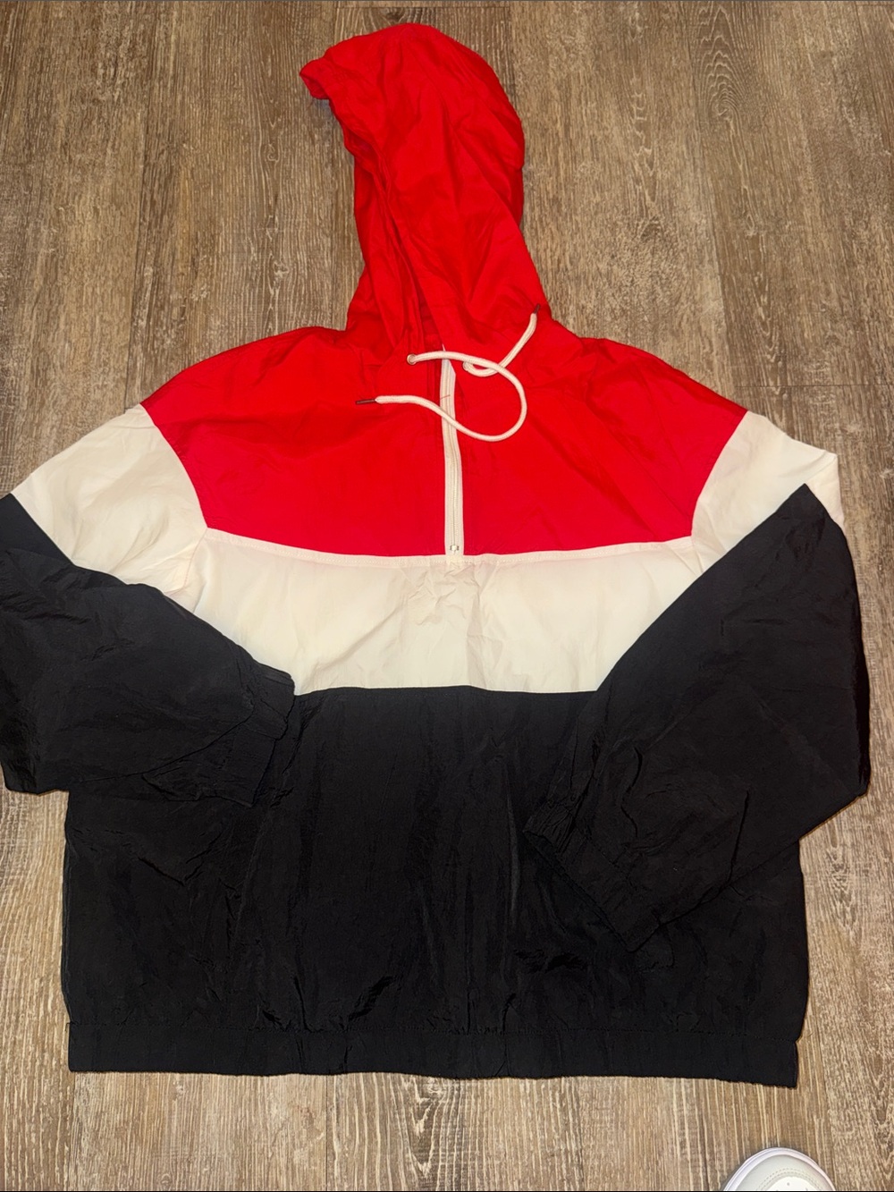 Colorblock Hooded Windbreaker - Red, White, Black Size xl, NWOT